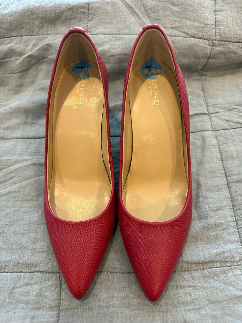 Michael Kors Red Pointed Toe Leather Pumps